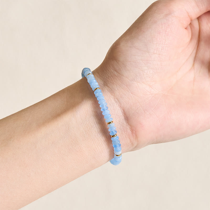 Buddha Stones Natürliches Aquamarin-Perlenarmband (4 mm) – Gelassenheit - image 4