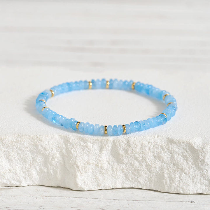 Buddha Stones Natürliches Aquamarin-Perlenarmband (4 mm) – Gelassenheit - Aquamarin (Handgelenkumfang: 14-15 cm) - image 0