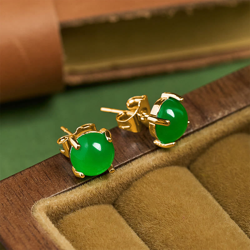 Buddha Stones Jade 925 Sterling Silber Abundance Ohrringe - image 1