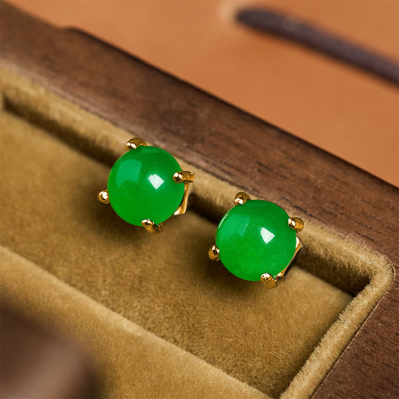 Buddha Stones Jade 925 Sterling Silber Abundance Ohrringe - image 2