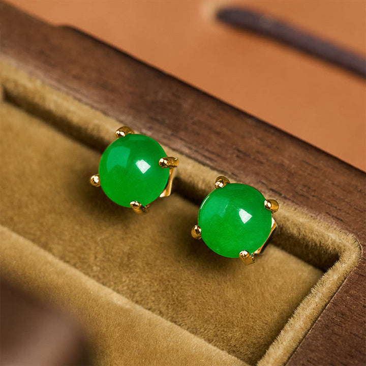 Buddha Stones Jade 925 Sterling Silber Abundance Ohrringe - image 2