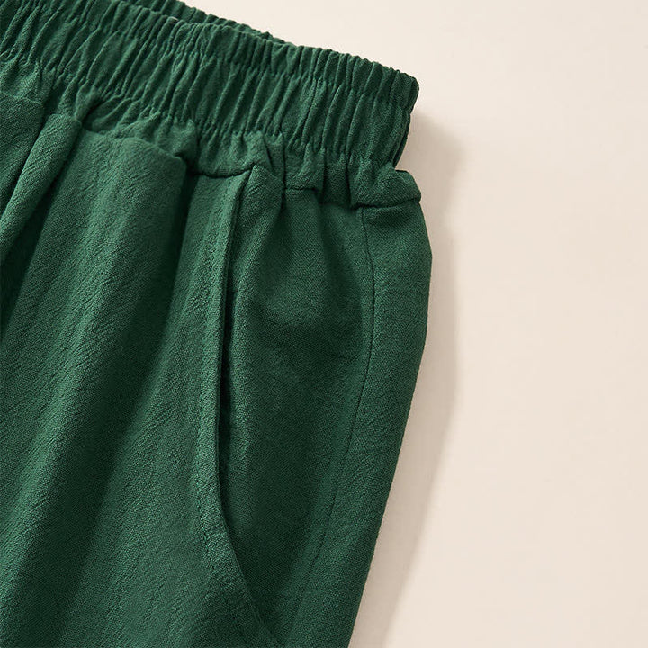 Buddha Stones Sommerliche Retro-Caprihose mit Spitzen-Patchwork-Design, hohem Bund und Taschen - image 10