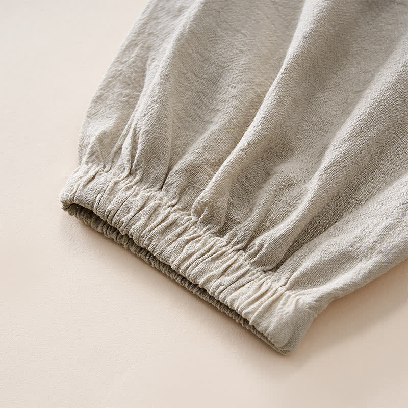 Buddha Stones Sommerliche Retro-Caprihose mit Spitzen-Patchwork-Design, hohem Bund und Taschen - image 6