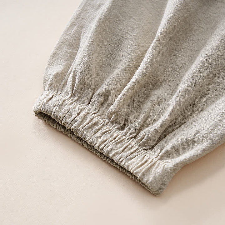 Buddha Stones Sommerliche Retro-Caprihose mit Spitzen-Patchwork-Design, hohem Bund und Taschen - image 6