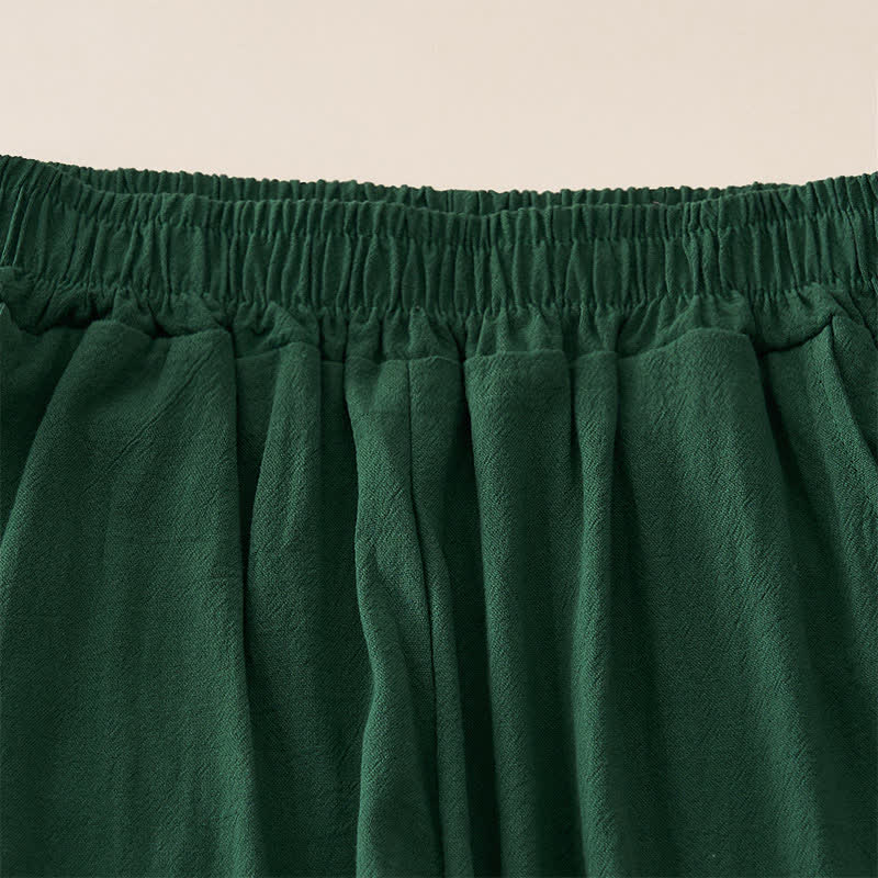 Buddha Stones Sommerliche Retro-Caprihose mit Spitzen-Patchwork-Design, hohem Bund und Taschen - image 9