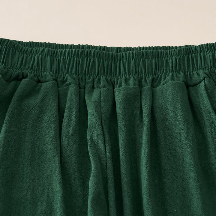 Buddha Stones Sommerliche Retro-Caprihose mit Spitzen-Patchwork-Design, hohem Bund und Taschen - image 9