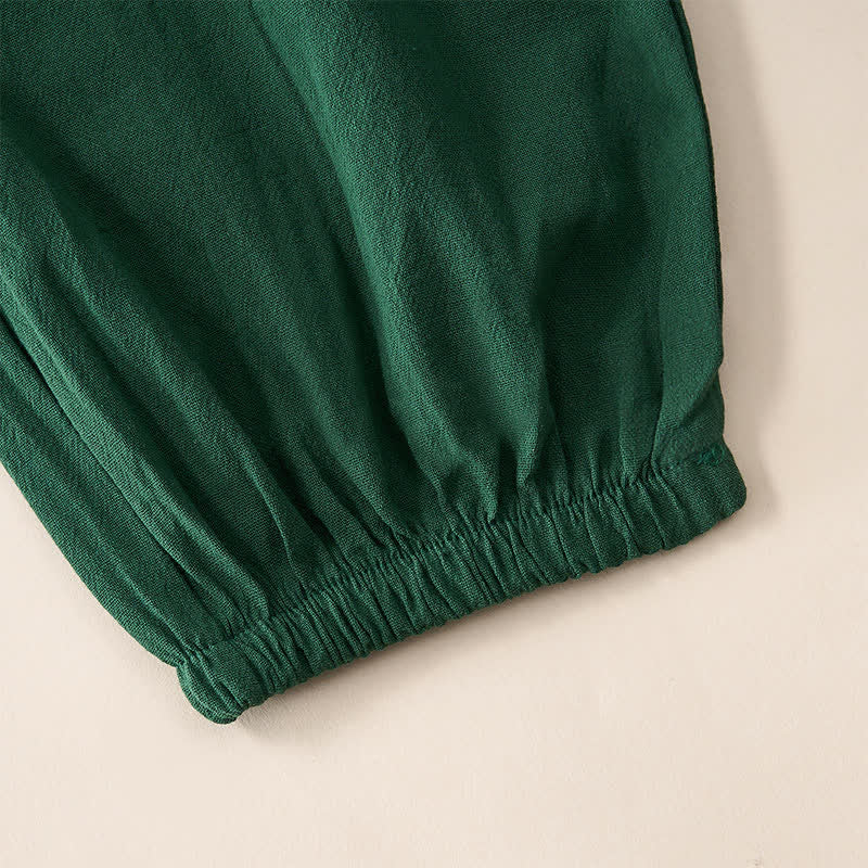 Buddha Stones Sommerliche Retro-Caprihose mit Spitzen-Patchwork-Design, hohem Bund und Taschen - image 13