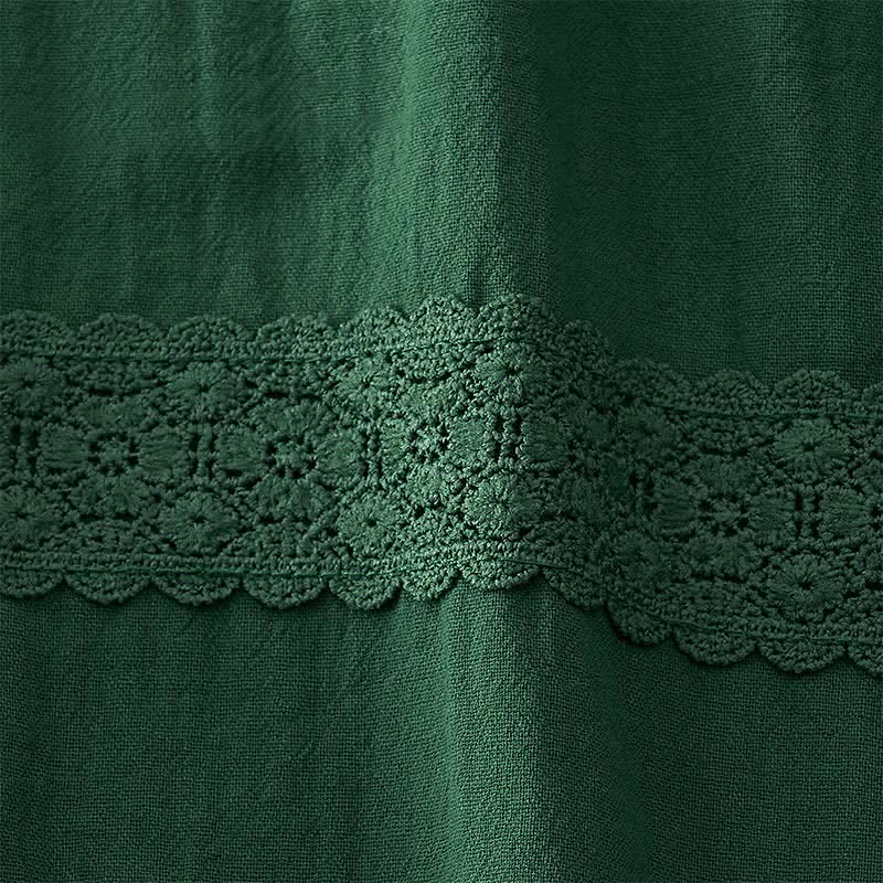 Buddha Stones Sommerliche Retro-Caprihose mit Spitzen-Patchwork-Design, hohem Bund und Taschen - image 11