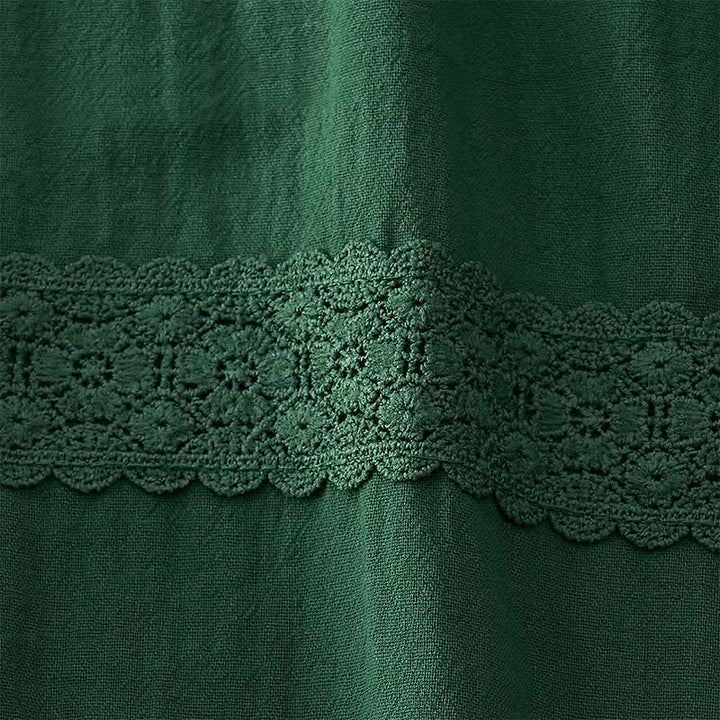 Buddha Stones Sommerliche Retro-Caprihose mit Spitzen-Patchwork-Design, hohem Bund und Taschen - image 11