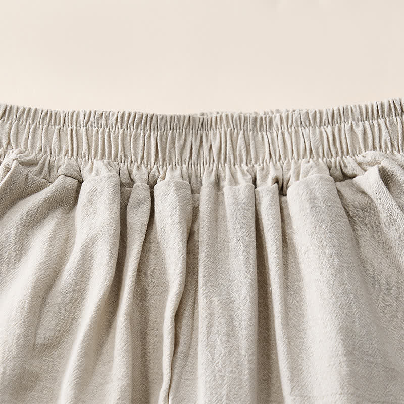 Buddha Stones Sommerliche Retro-Caprihose mit Spitzen-Patchwork-Design, hohem Bund und Taschen - image 2