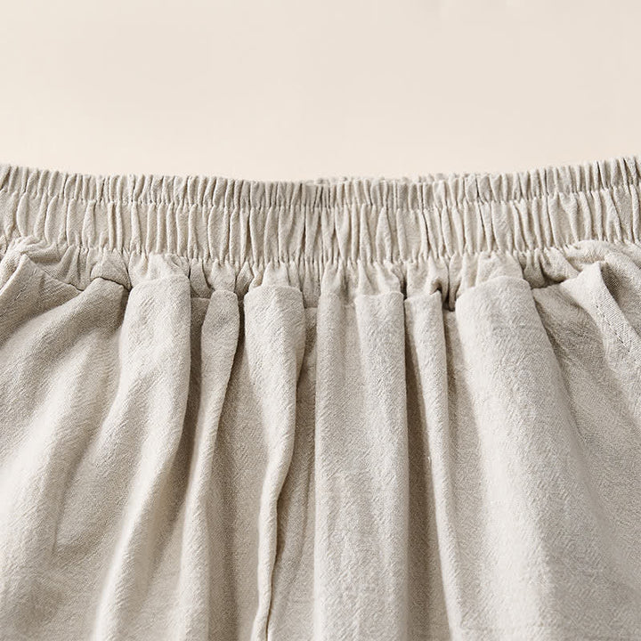 Buddha Stones Sommerliche Retro-Caprihose mit Spitzen-Patchwork-Design, hohem Bund und Taschen - image 2