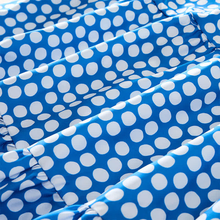 Buddha Stones Elegantes Sommerkleid in A-Linie mit Polka-Dots, Rüschensaum, kurzen Ärmeln und knielang - image 5