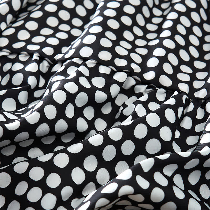 Buddha Stones Elegantes Sommerkleid in A-Linie mit Polka-Dots, Rüschensaum, kurzen Ärmeln und knielang - image 11