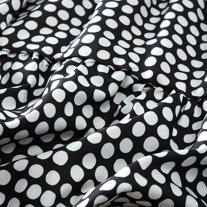 Buddha Stones Elegantes Sommerkleid in A-Linie mit Polka-Dots, Rüschensaum, kurzen Ärmeln und knielang - image 11