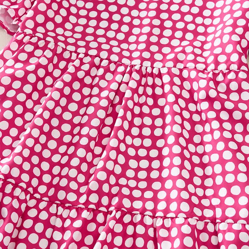 Buddha Stones Elegantes Sommerkleid in A-Linie mit Polka-Dots, Rüschensaum, kurzen Ärmeln und knielang - image 16