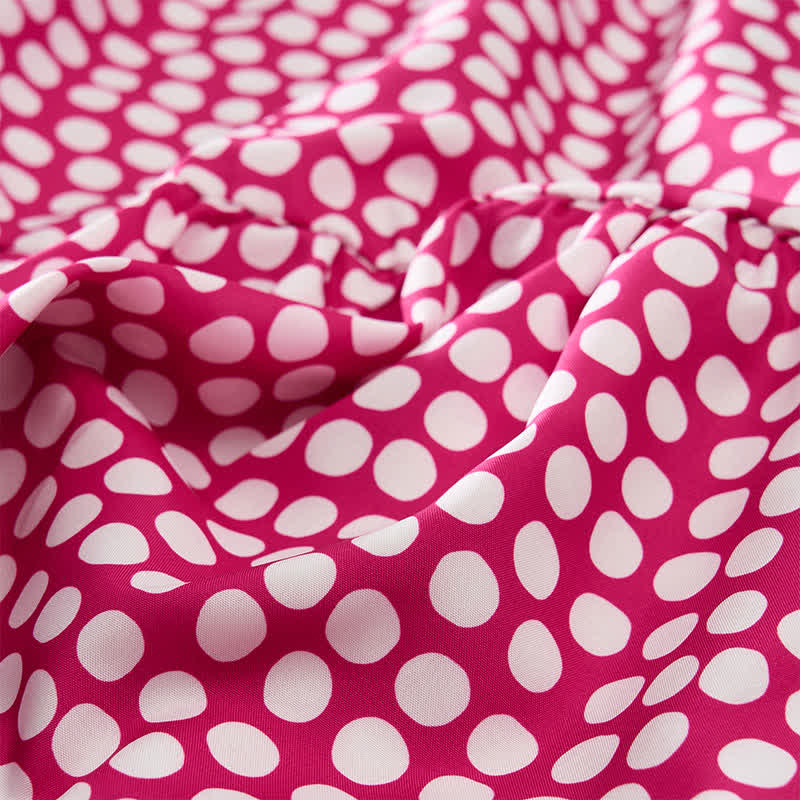 Buddha Stones Elegantes Sommerkleid in A-Linie mit Polka-Dots, Rüschensaum, kurzen Ärmeln und knielang - image 17