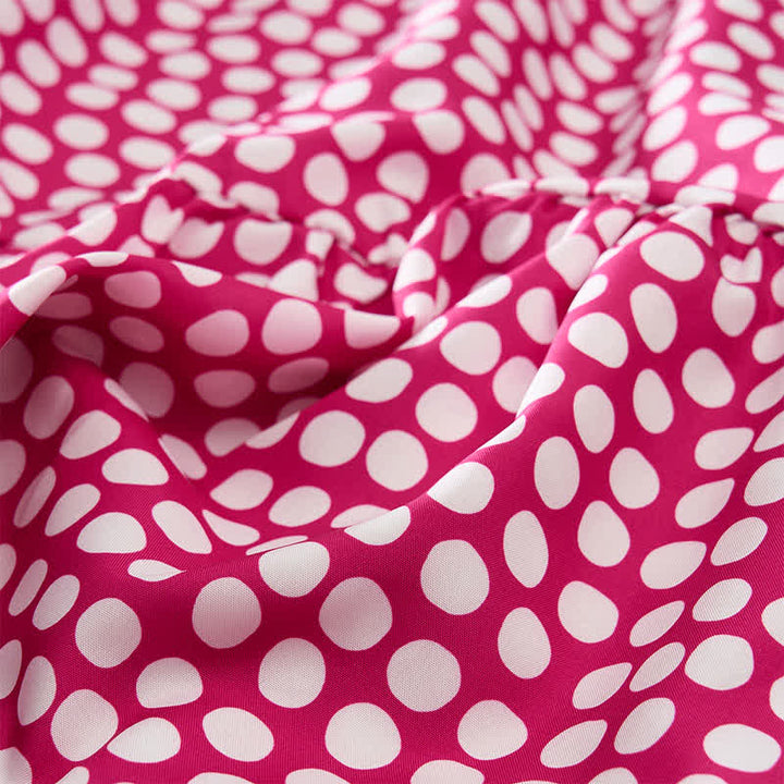 Buddha Stones Elegantes Sommerkleid in A-Linie mit Polka-Dots, Rüschensaum, kurzen Ärmeln und knielang - image 17
