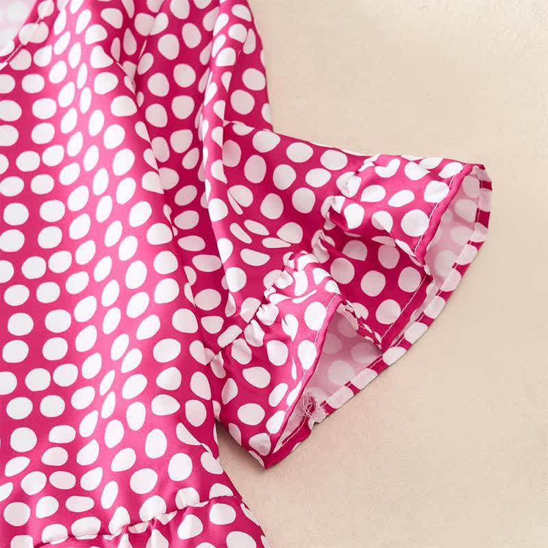Buddha Stones Elegantes Sommerkleid in A-Linie mit Polka-Dots, Rüschensaum, kurzen Ärmeln und knielang - image 15
