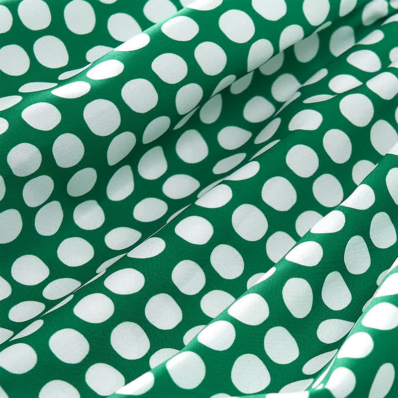Buddha Stones Elegantes Sommerkleid in A-Linie mit Polka-Dots, Rüschensaum, kurzen Ärmeln und knielang - image 28