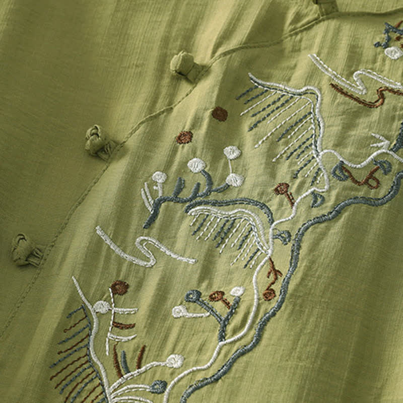 Buddha Stones Sommerliches Bergmotiv, besticktes Kurzarm-Damenshirt mit Rundhalsausschnitt, Rundhalsausschnitt und kurzen Ärmeln - image 12