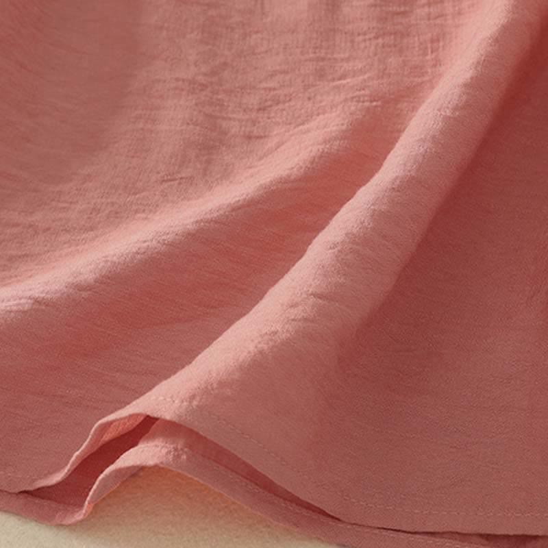 Buddha Stones Frühlingshaftes, besticktes Baumwoll-Kurzarmhemd für Damen mit halben Knöpfen und halben Knöpfen - image 13