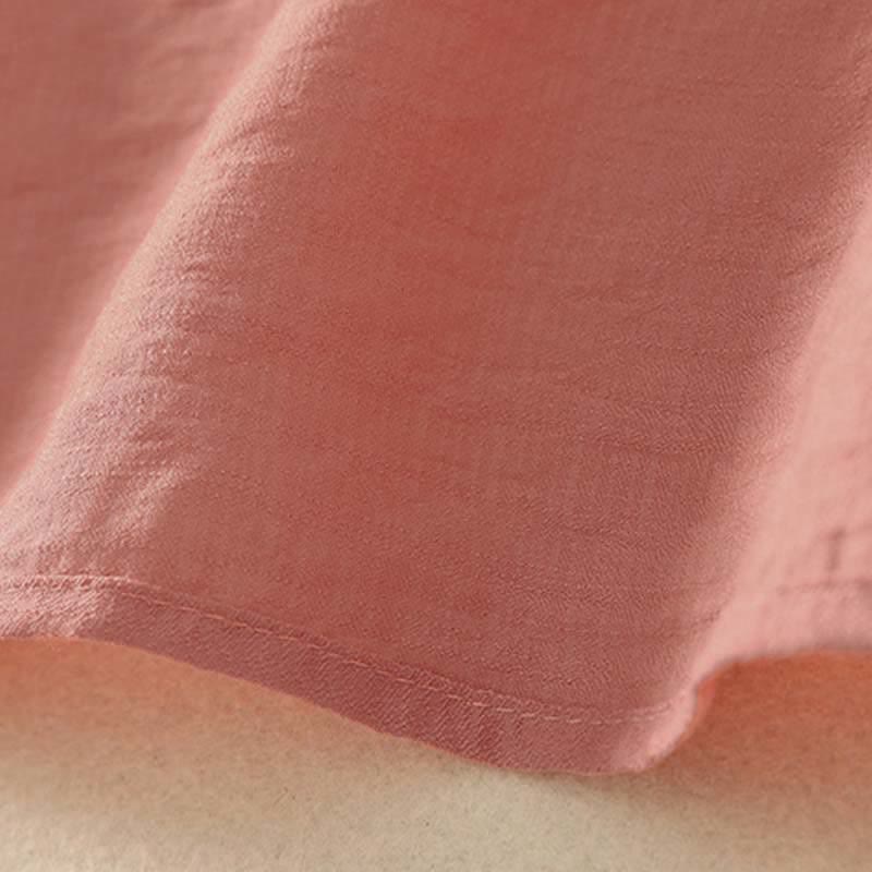 Buddha Stones Frühlingshaftes, besticktes Baumwoll-Kurzarmhemd für Damen mit halben Knöpfen und halben Knöpfen - image 12