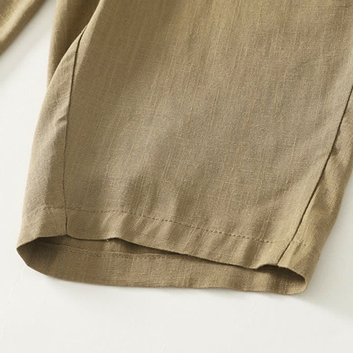 Buddha Stones Frühlingshafte, einfarbige Baumwollhose mit elastischem Bund, geradem Bein und Taschen für Damen - image 5