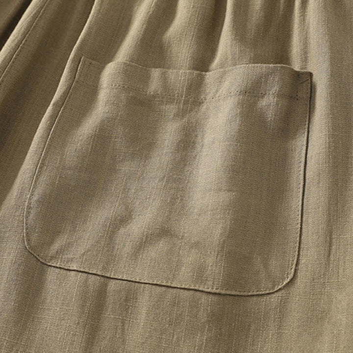 Buddha Stones Frühlingshafte, einfarbige Baumwollhose mit elastischem Bund, geradem Bein und Taschen für Damen - image 4