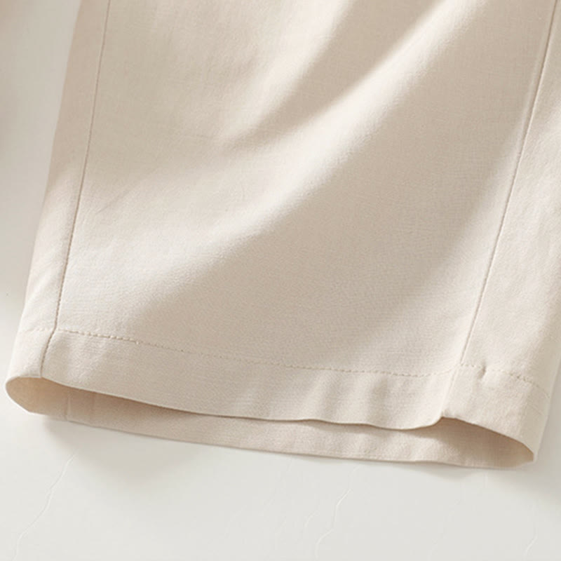 Buddha Stones Frühlingshafte, einfarbige Baumwollhose mit elastischem Bund, geradem Bein und Taschen für Damen - image 13