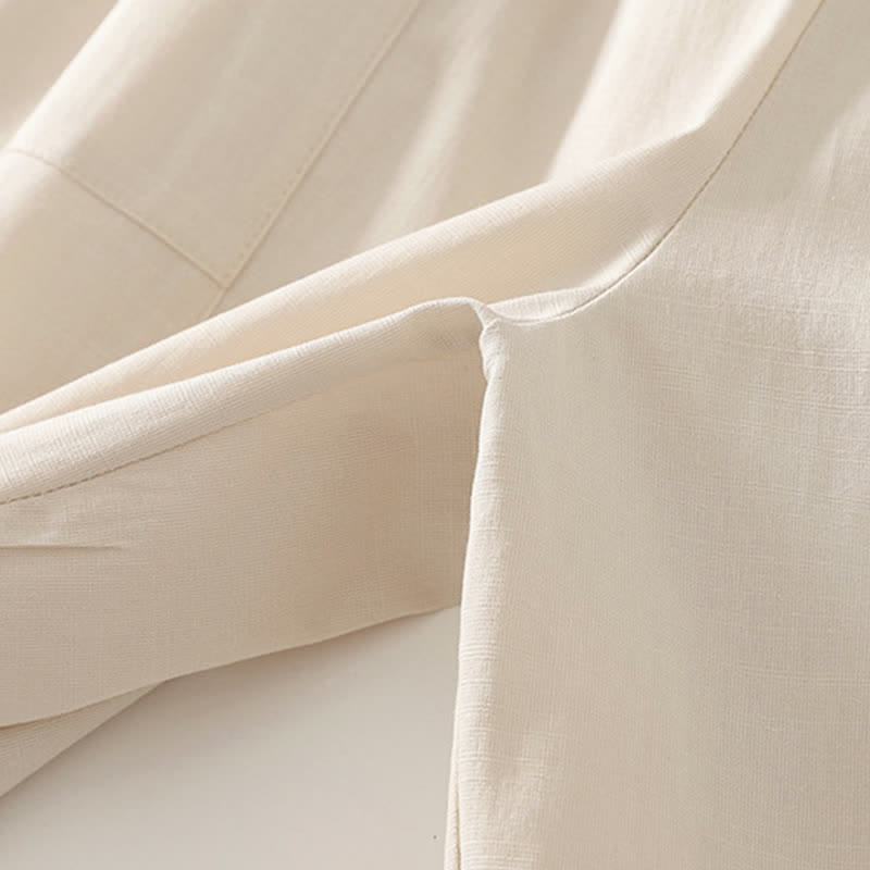 Buddha Stones Frühlingshafte, einfarbige Baumwollhose mit elastischem Bund, geradem Bein und Taschen für Damen - image 12