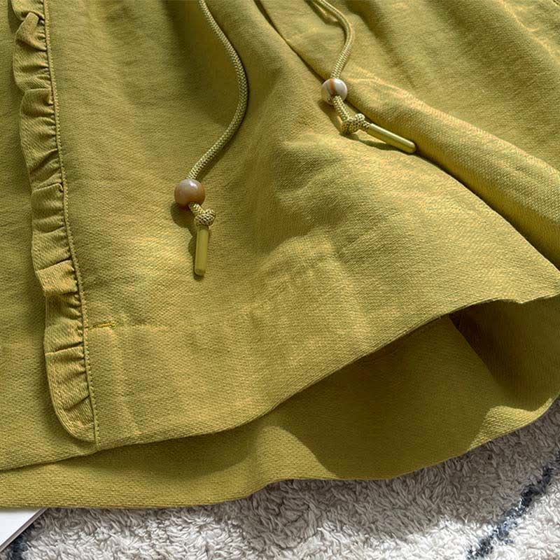 Buddha Stones Sommerliche Damen-Shorts mit Kordelzug, Rüschen, elastischem Bund und Taschen - image 4