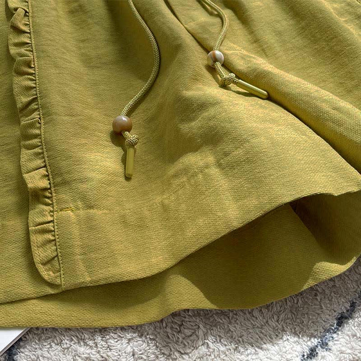 Buddha Stones Sommerliche Damen-Shorts mit Kordelzug, Rüschen, elastischem Bund und Taschen - image 4