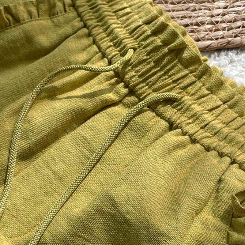 Buddha Stones Sommerliche Damen-Shorts mit Kordelzug, Rüschen, elastischem Bund und Taschen - image 2