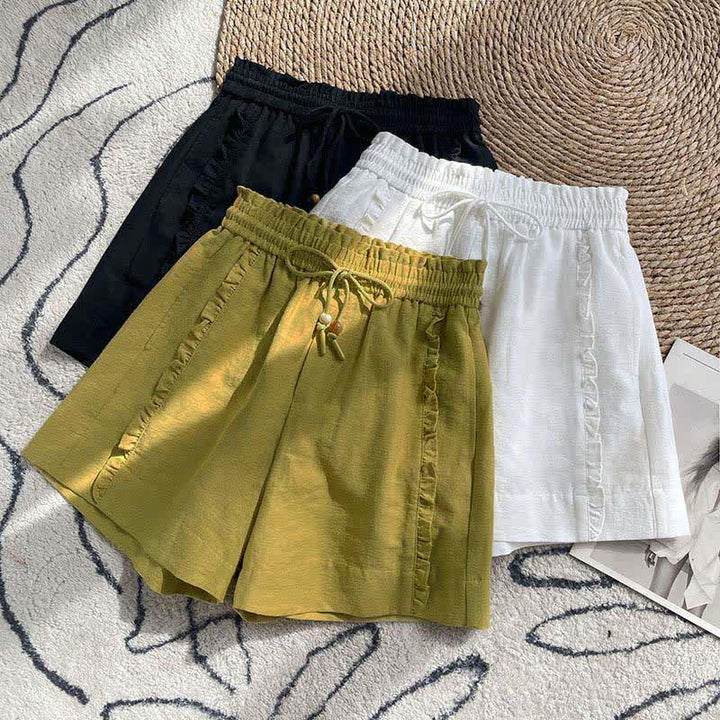 Buddha Stones Sommerliche Damen-Shorts mit Kordelzug, Rüschen, elastischem Bund und Taschen - image 26