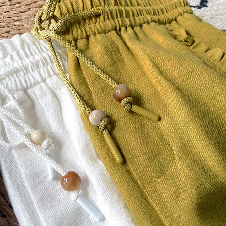 Buddha Stones Sommerliche Damen-Shorts mit Kordelzug, Rüschen, elastischem Bund und Taschen - image 30