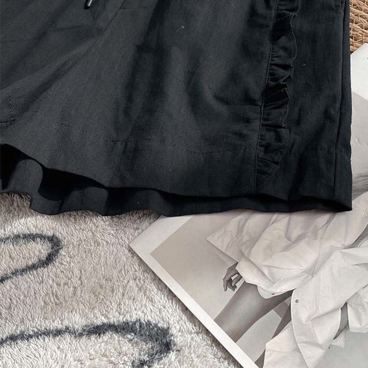 Buddha Stones Sommerliche Damen-Shorts mit Kordelzug, Rüschen, elastischem Bund und Taschen - image 12