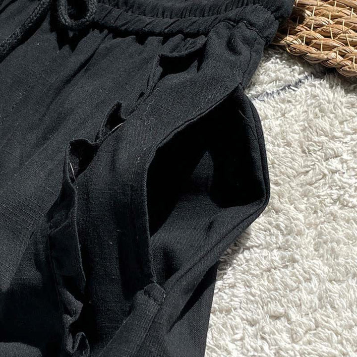Buddha Stones Sommerliche Damen-Shorts mit Kordelzug, Rüschen, elastischem Bund und Taschen - image 11