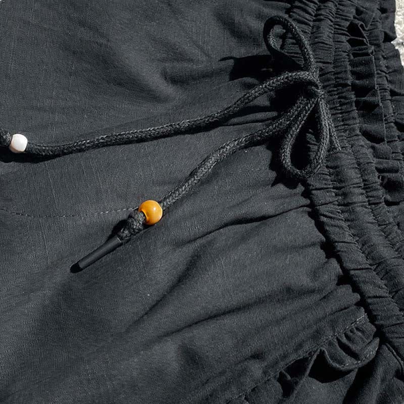 Buddha Stones Sommerliche Damen-Shorts mit Kordelzug, Rüschen, elastischem Bund und Taschen - image 10