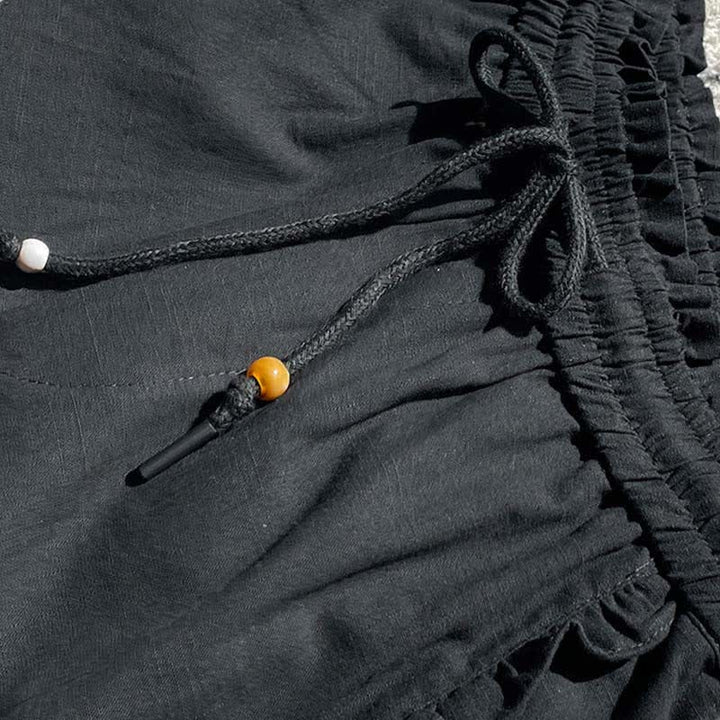 Buddha Stones Sommerliche Damen-Shorts mit Kordelzug, Rüschen, elastischem Bund und Taschen - image 10