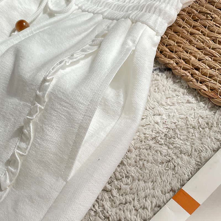 Buddha Stones Sommerliche Damen-Shorts mit Kordelzug, Rüschen, elastischem Bund und Taschen - image 20