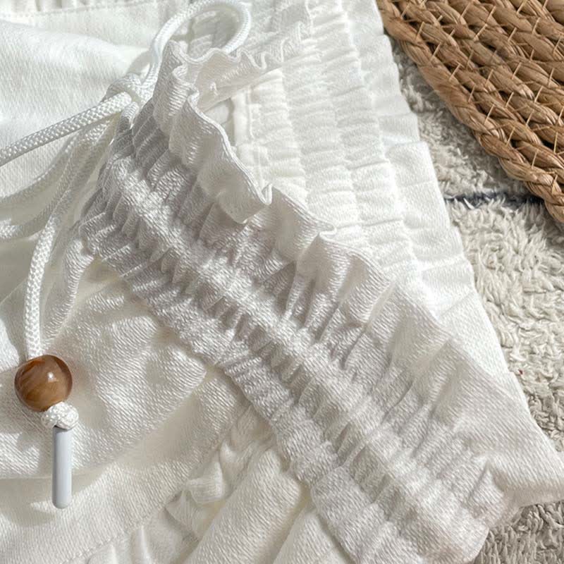 Buddha Stones Sommerliche Damen-Shorts mit Kordelzug, Rüschen, elastischem Bund und Taschen - image 19