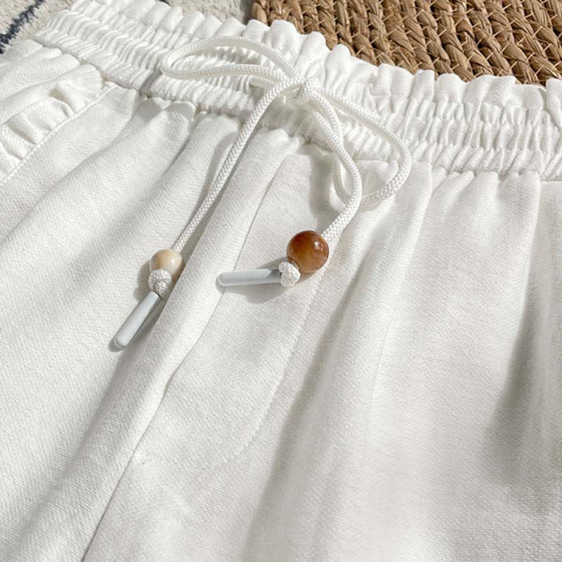 Buddha Stones Sommerliche Damen-Shorts mit Kordelzug, Rüschen, elastischem Bund und Taschen - image 17