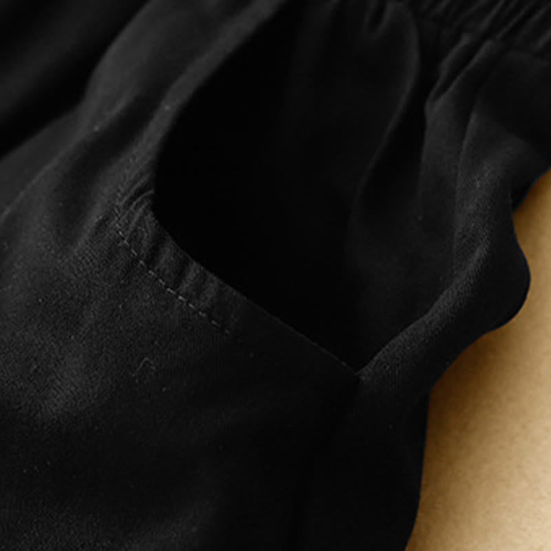 Buddha Stones Sommerliche Damen-Halbhose aus Baumwolle mit elastischem Bund und Taschen - image 12