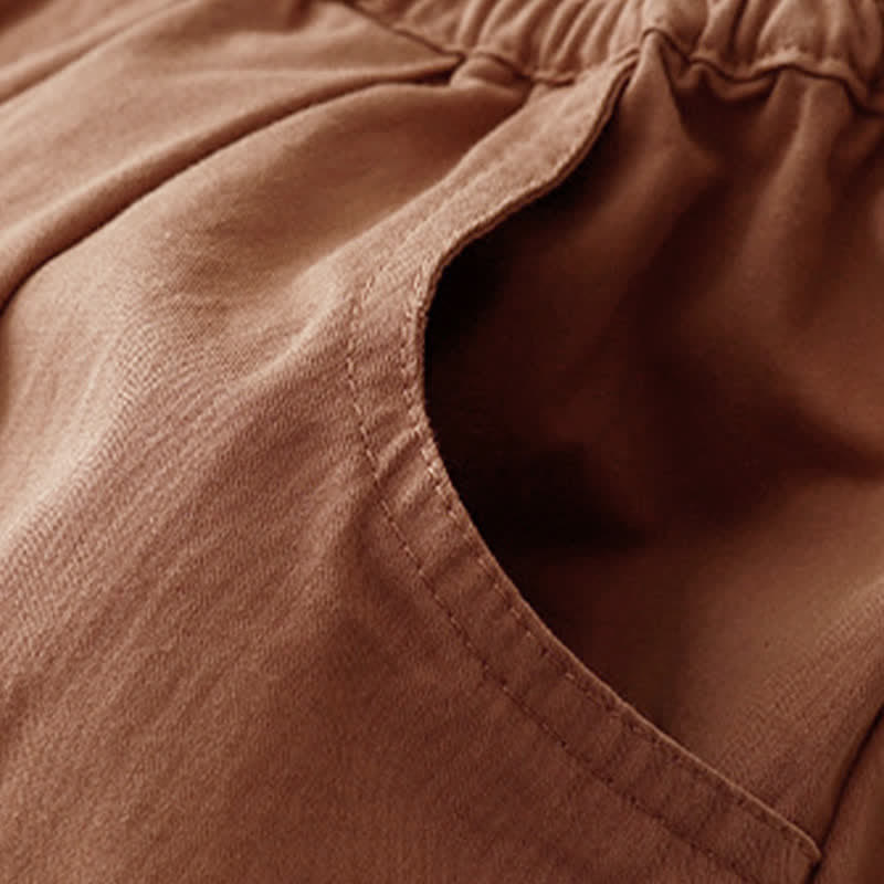 Buddha Stones Sommerliche Damen-Halbhose aus Baumwolle mit elastischem Bund und Taschen - image 17