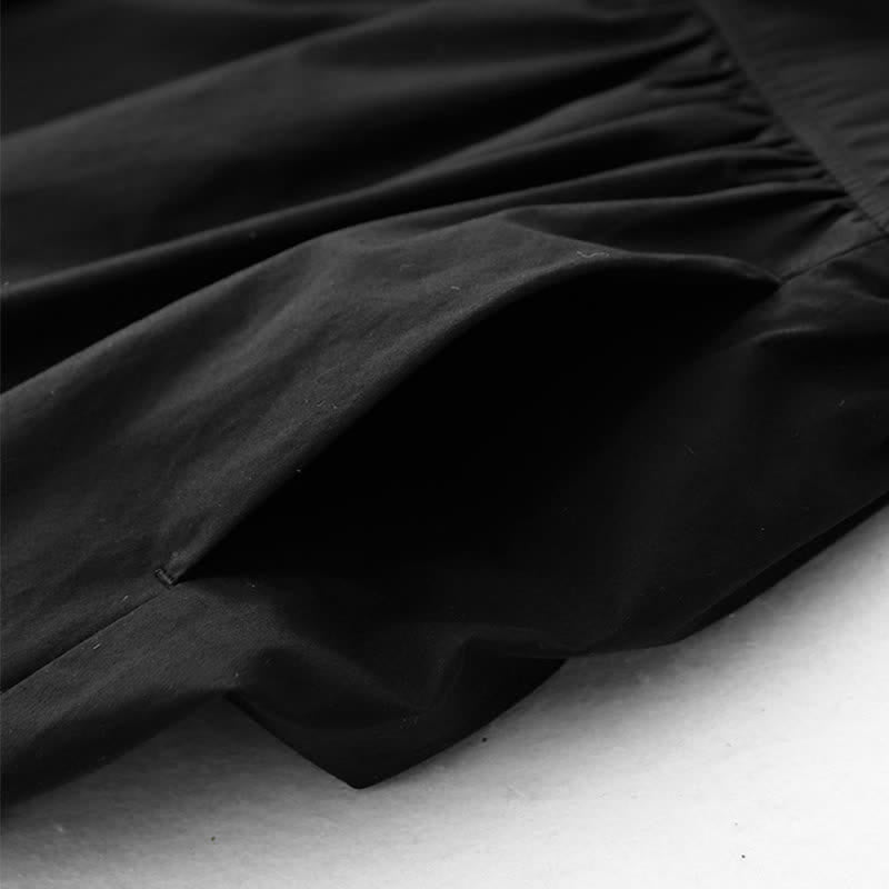 Buddha Stones Sommerliches, ärmelloses Damenkleid mit Knöpfen, Falten und Taschen, knielang - image 19