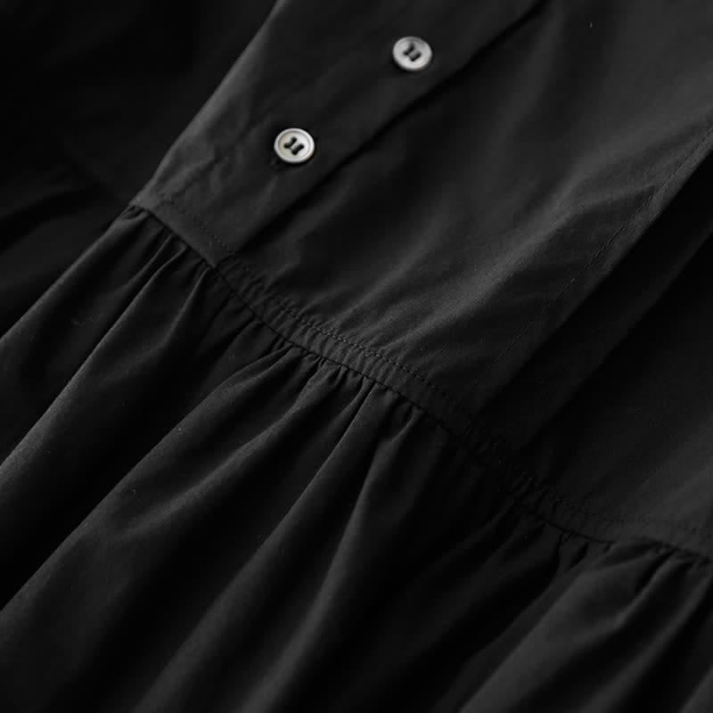 Buddha Stones Sommerliches, ärmelloses Damenkleid mit Knöpfen, Falten und Taschen, knielang - image 17