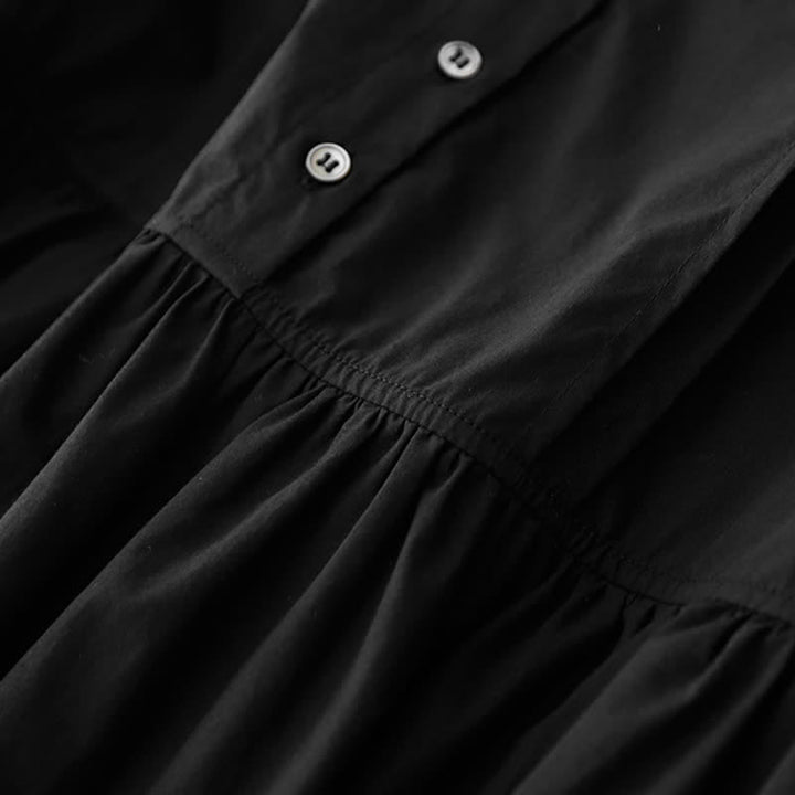 Buddha Stones Sommerliches, ärmelloses Damenkleid mit Knöpfen, Falten und Taschen, knielang - image 17