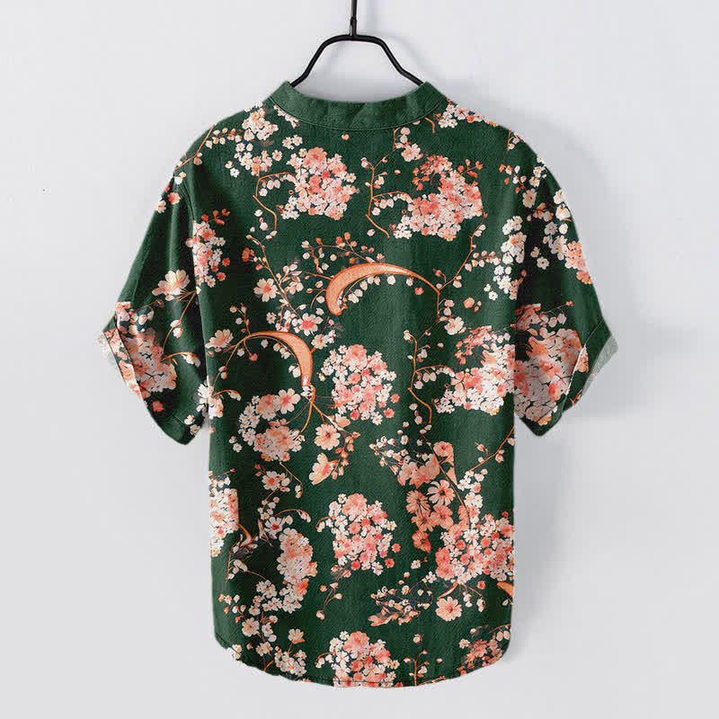 Buddha Stones Baumwollhemd, rosa mit Blumenmuster, Henley-Stil, Kurzarm, halbe Knopfleiste, Herren, Kurzarm, Herrenhemd ... Henley-Stil, rosa, mit halber Knopfleiste - image 11