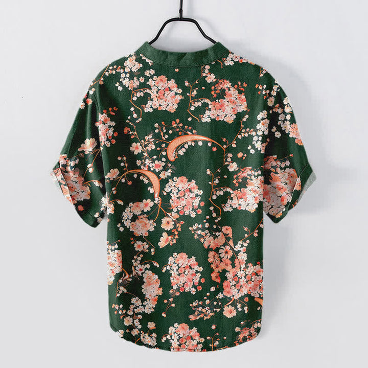 Buddha Stones Baumwollhemd, rosa mit Blumenmuster, Henley-Stil, Kurzarm, halbe Knopfleiste, Herren, Kurzarm, Herrenhemd ... Henley-Stil, rosa, mit halber Knopfleiste - image 11