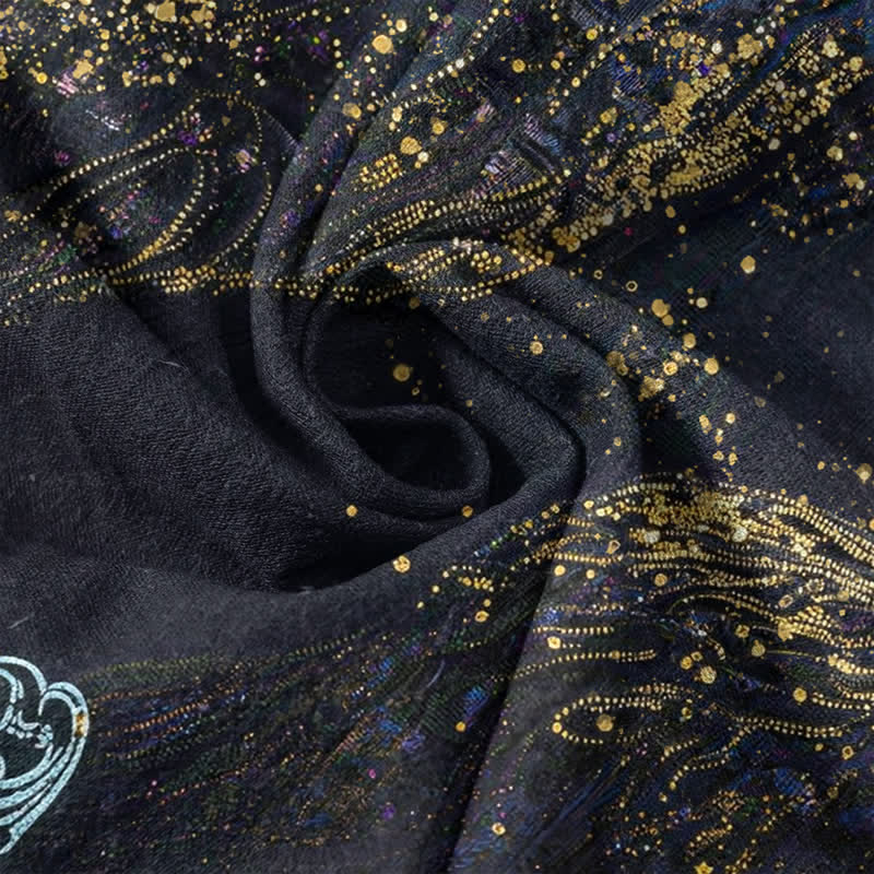 Buddha Stones Henley-Herrenhemd mit halben Ärmeln und halbem Knopfverschluss, inspiriert von der Galaxie und Baumwoll-Splatter-Farbgebung - image 4